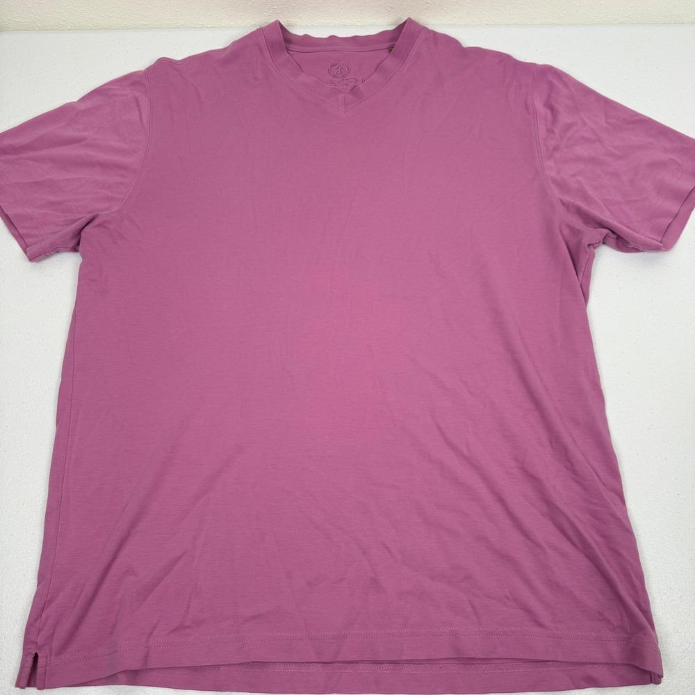 Bugatchi Uomo Mens Purple V-Neck Short Sleeve T-Shirt Size M Regular Fit Solid - Picture 6 of 8